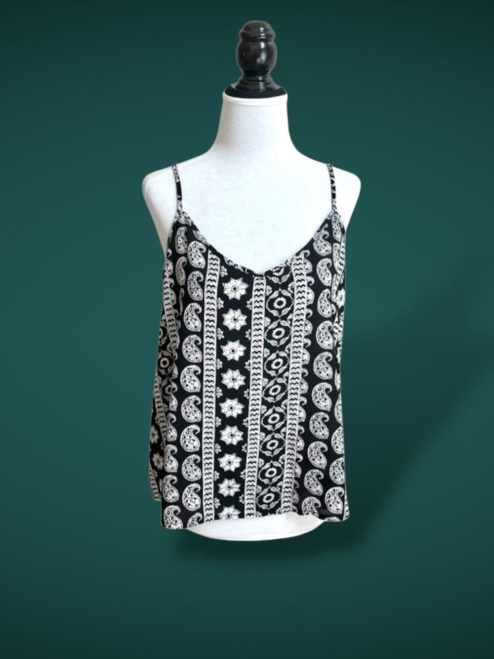 Hollister Women's Spaghetti Strap Blouse Size M Black and White